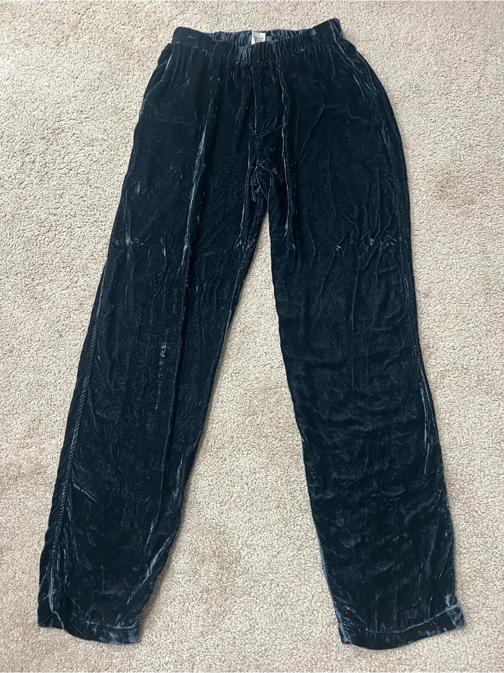 CP Shades Gray Crushed Velvet Rayon Wide Leg Pull On Pants Womens USA Sz S